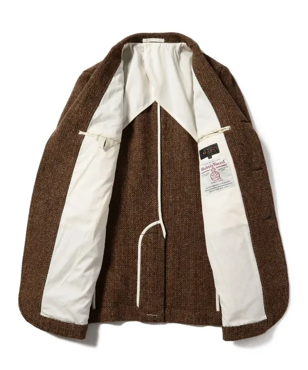 Beams Plus 3B Harris Tweed Jacket, Lt. Brown Herringbone sold by Blackstock & Weber product image thumbnail 3
