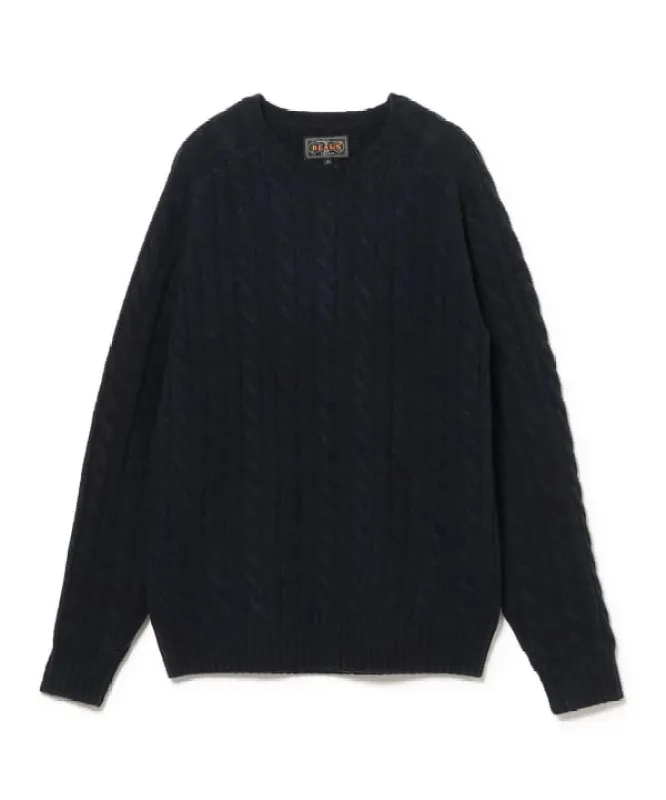 Beams Plus Cable Knit Sweater, Navy sold by Blackstock & Weber