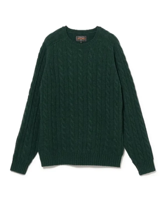 Beams Plus Cable Knit Sweater, Green sold by Blackstock & Weber