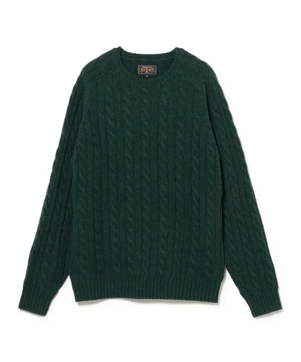 Beams Plus Cable Knit Sweater, Green sold by Blackstock & Weber