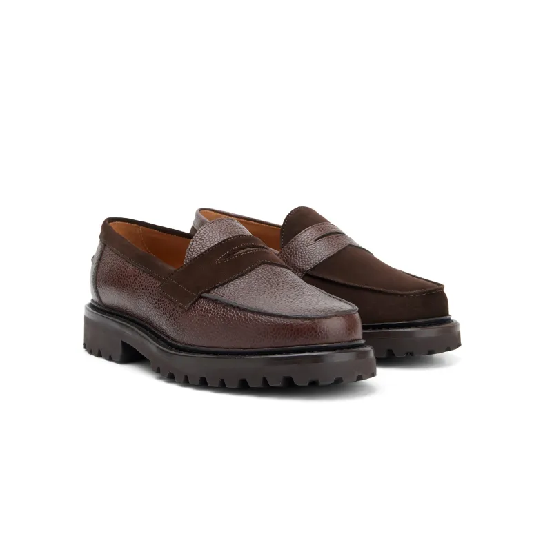 The Ellis Penny Loafer, Chocolate Flip, Vibram 1757 Lug Sole made by Blackstock & Weber