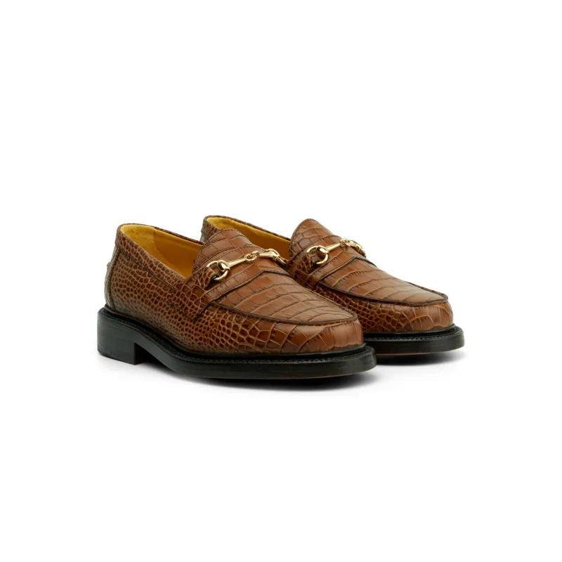 The Mason Horse Bit Loafer, Honey Croc made by Blackstock & Weber