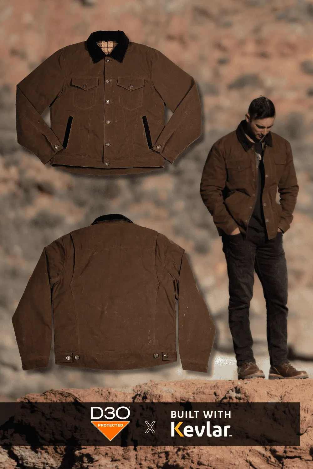 Tobacco Trucker Waxed Canvas Motorcycle Jacket - Coffee Brown sold by Tobacco Motorwear product image thumbnail 2