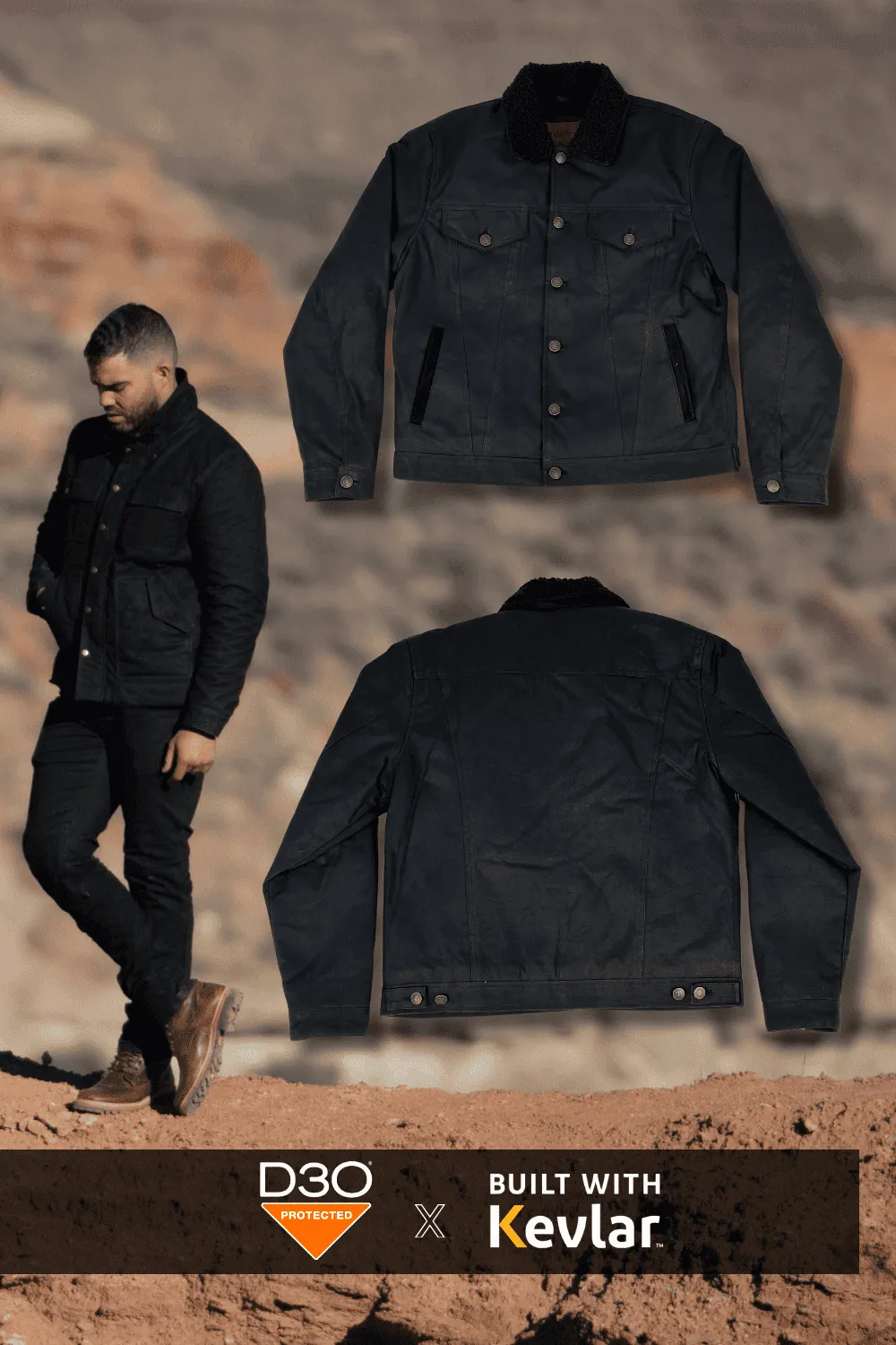 Tobacco Trucker Waxed Canvas Motorcycle Jacket - Coffee Brown sold by Tobacco Motorwear product image thumbnail 3