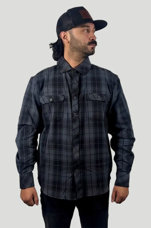 Flannel - Gun Metal sold by Tobacco Motorwear