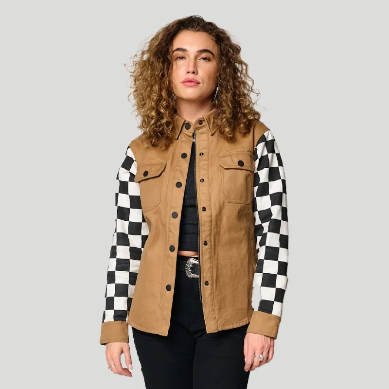 Checkmate Racer Riding Shirt - Tan sold by Tobacco Motorwear