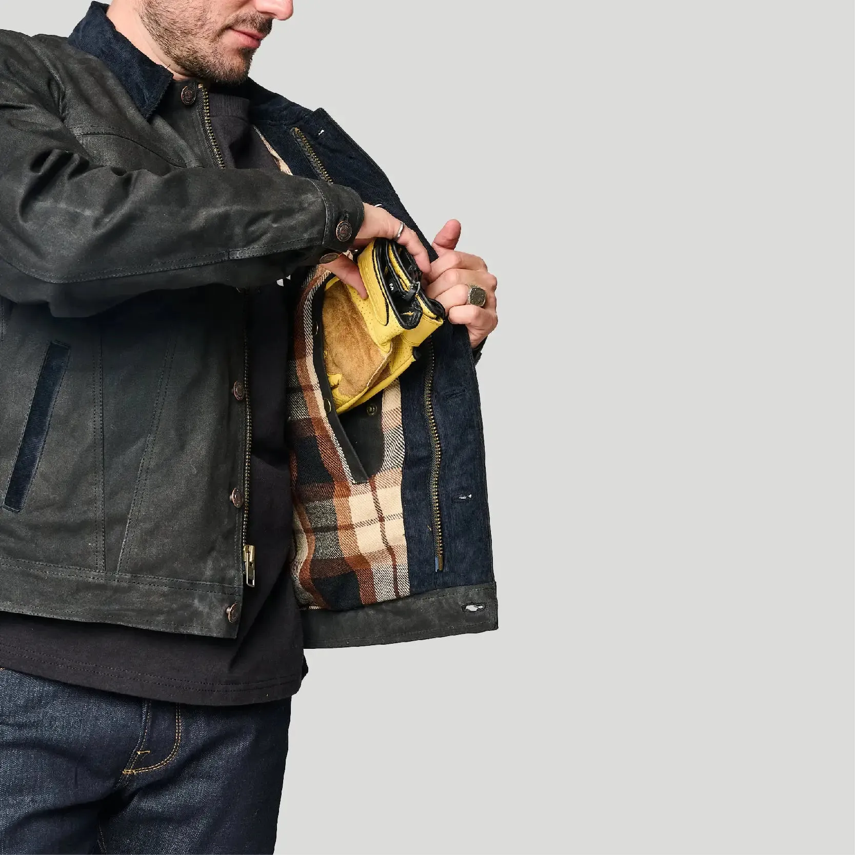 Tobacco Trucker Waxed Canvas Motorcycle Jacket - Asphalt Black sold by Tobacco Motorwear product image thumbnail 4