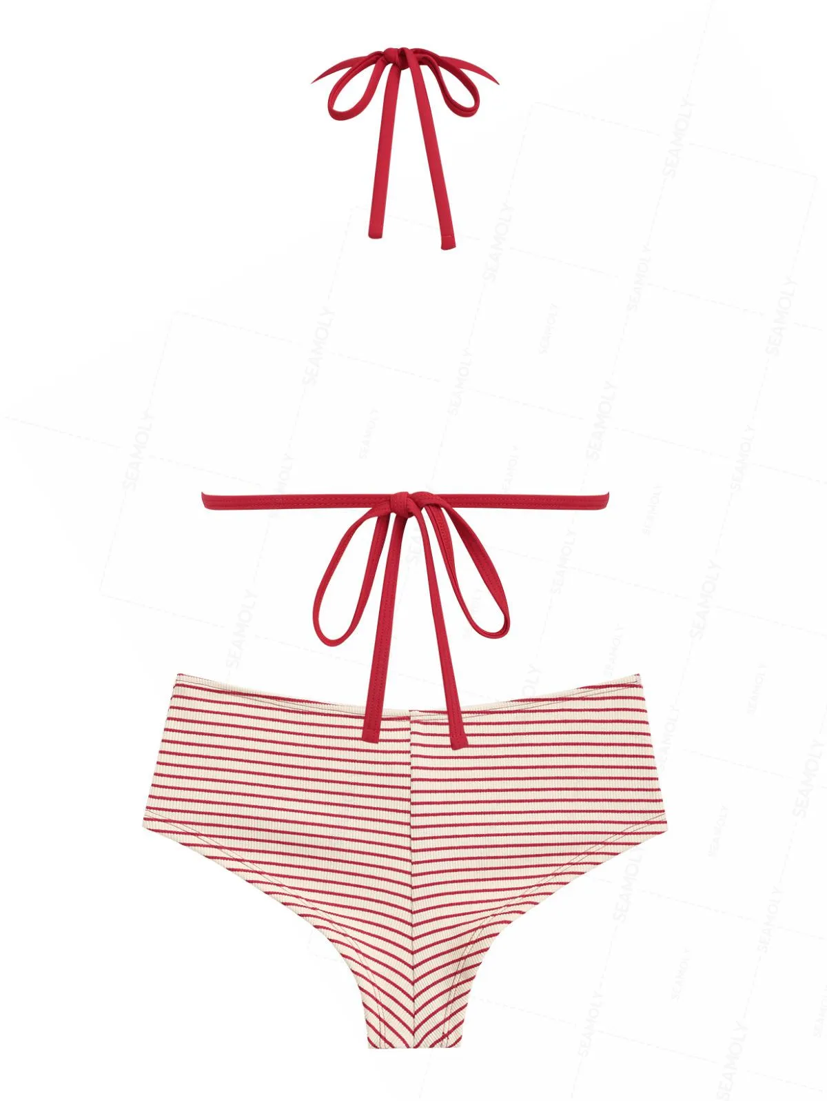 Seamolly Y2K Striped Push Up Top & Cheeky Boyshorts Bikini Set sold by Seamolly product image thumbnail 2