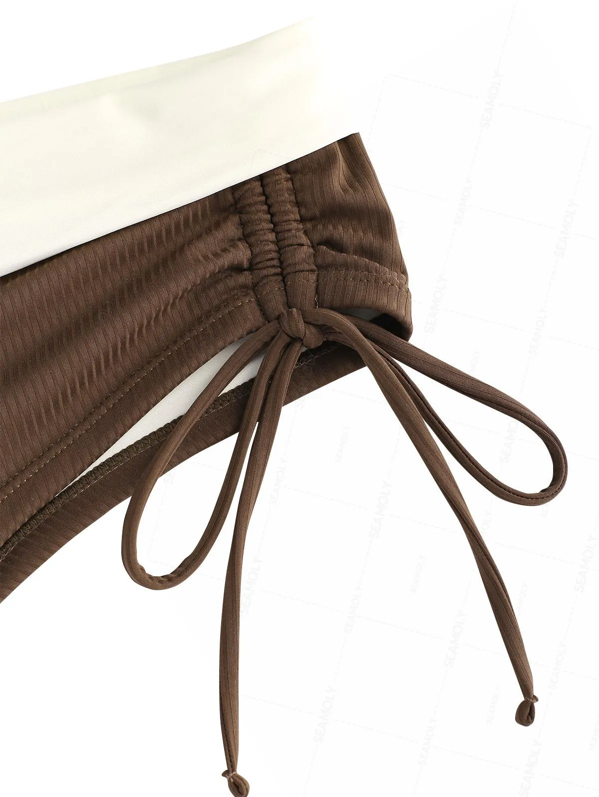 Seamolly Y2K Ribbed Push Up Top & Cinched Foldover Cheeky Boyshorts Bikini Set sold by Seamolly product image thumbnail 5
