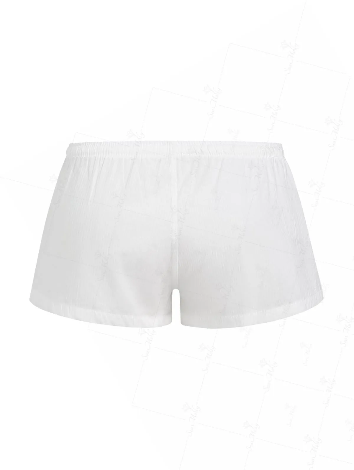 White Solid Color Buttons Decor Low Rise Drawstring Hot Shorts sold by Seamolly product image thumbnail 2