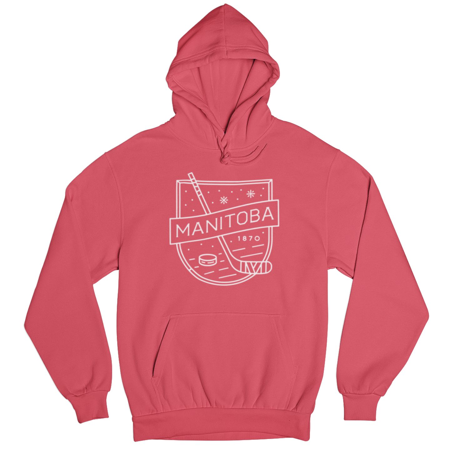MB Hockey Hoodie | White on Red sold by We Heart Winnipeg