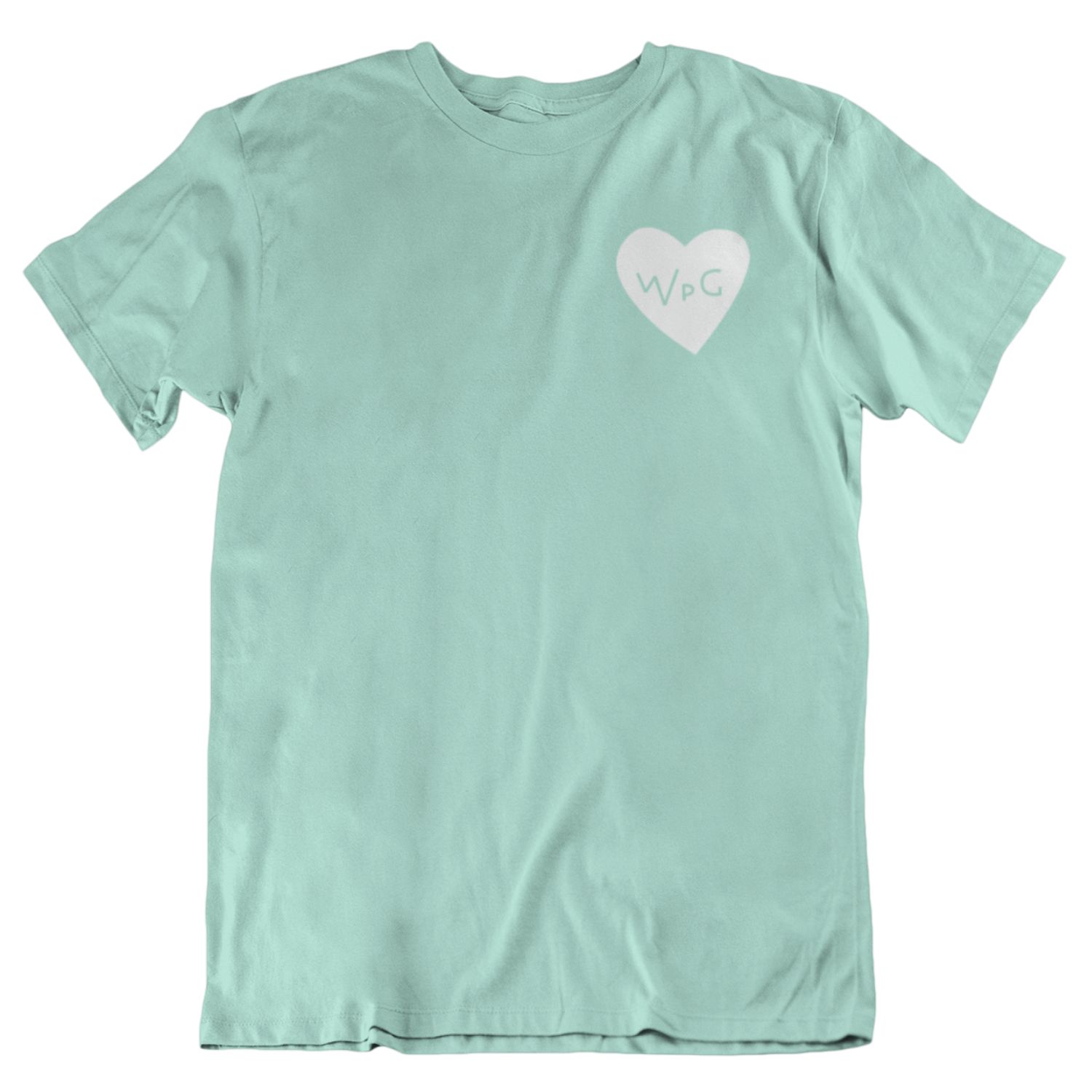 WPG Heart Tee | White on Mint sold by We Heart Winnipeg