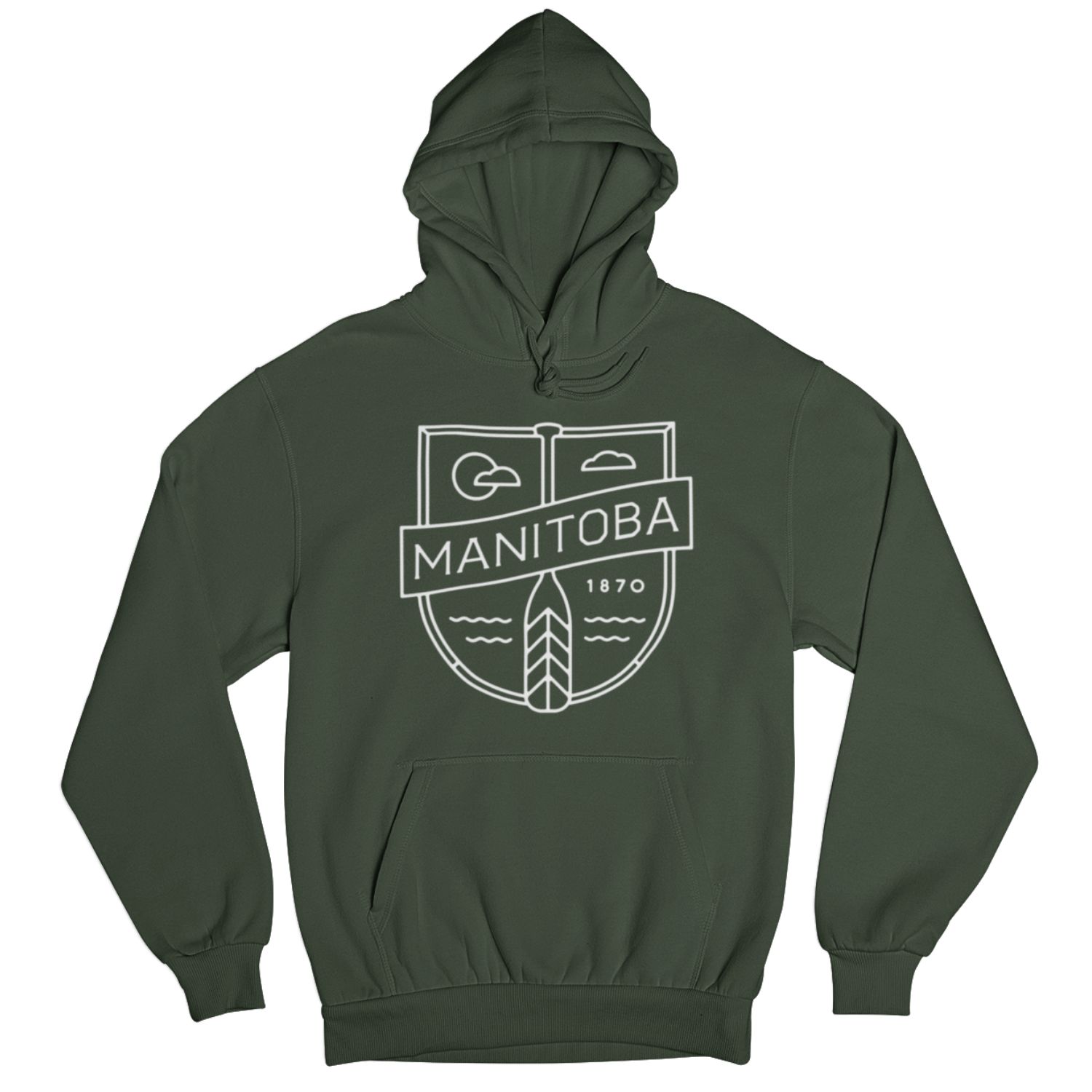 MB Cottage Hoodie | White on Forest Green sold by We Heart Winnipeg