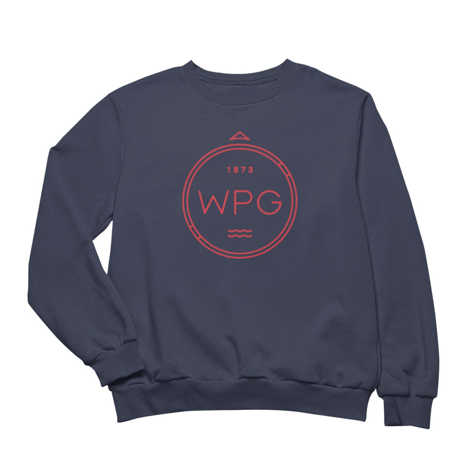 WPG Compass Crewneck | Red on Navy sold by We Heart Winnipeg