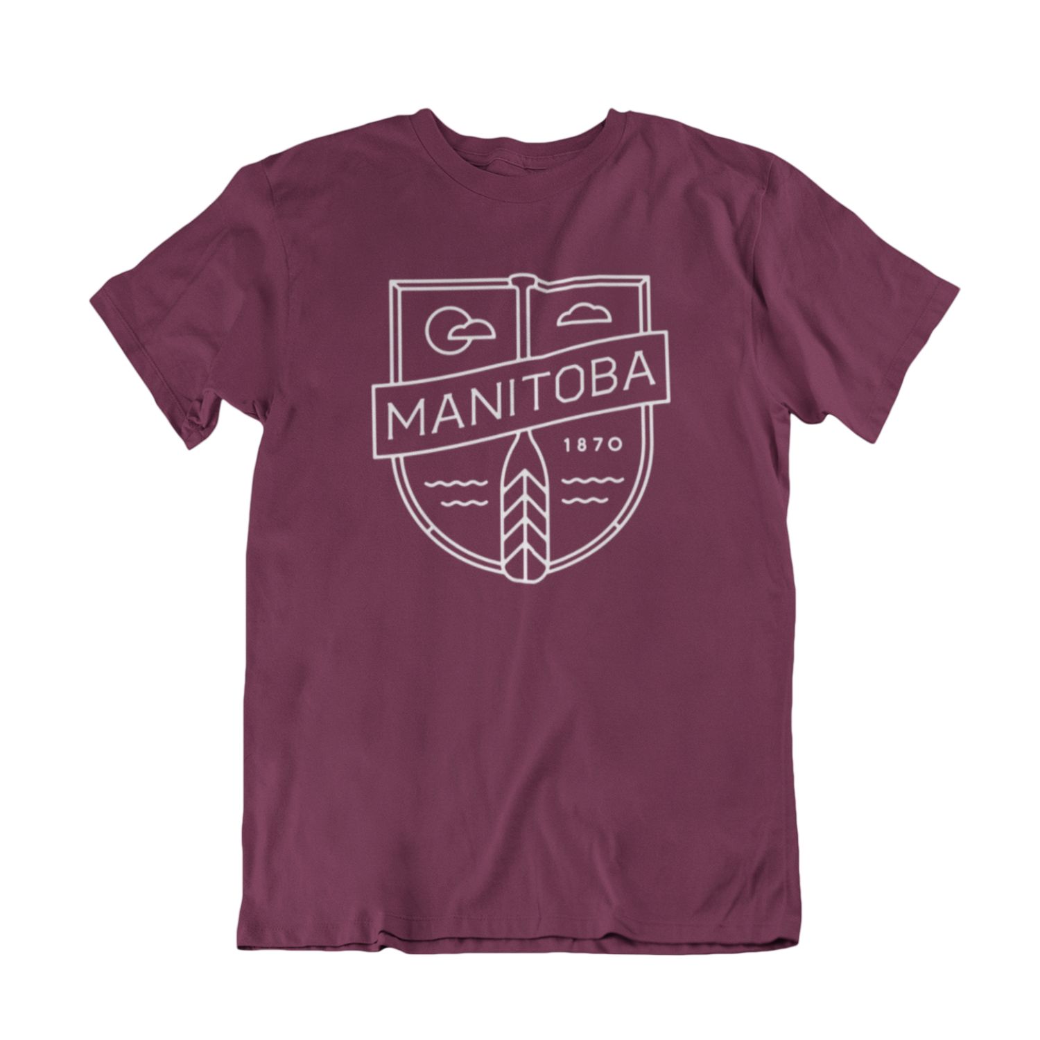 MB Cottage Tee | White on Maroon sold by We Heart Winnipeg