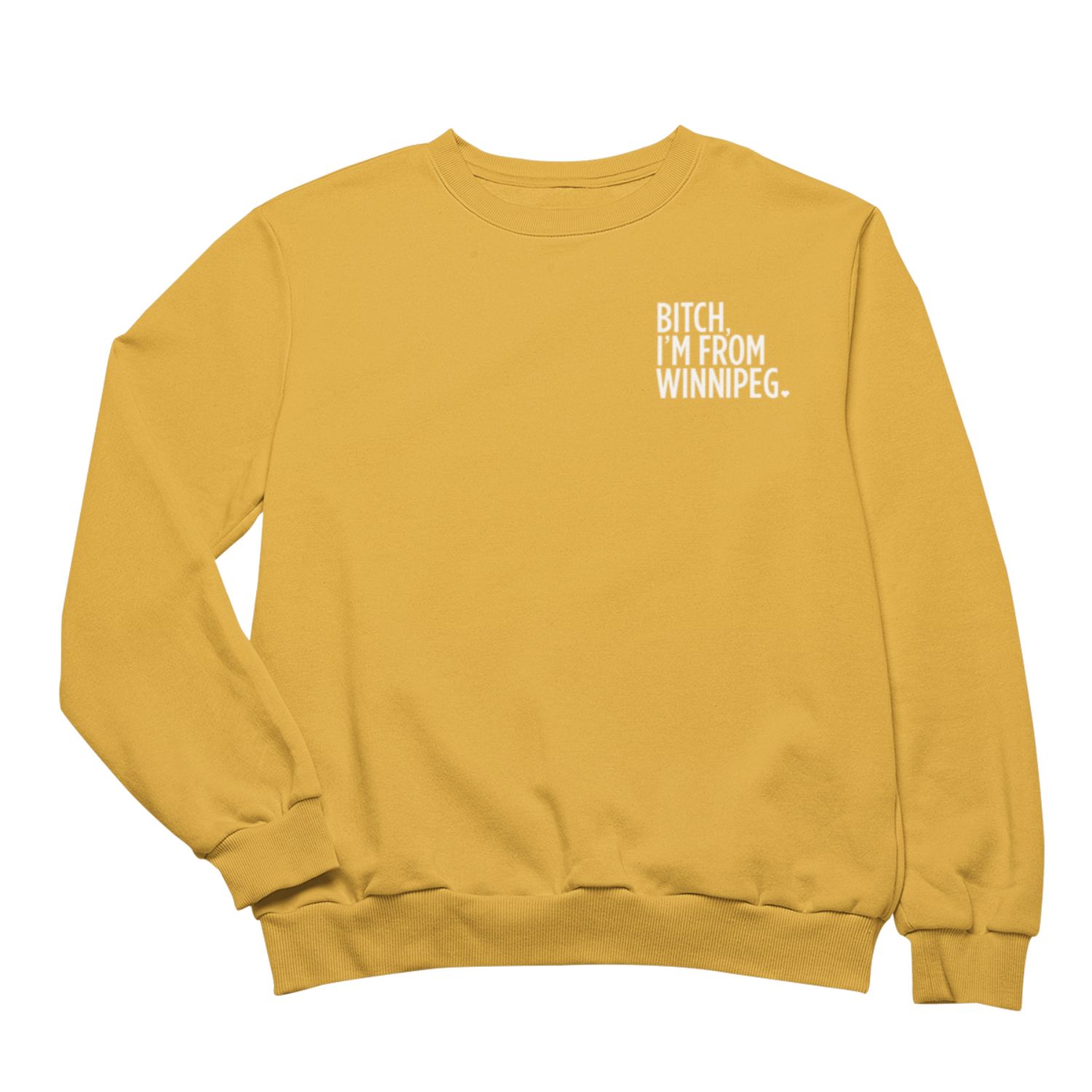 BIFW Crewneck | White on Mustard sold by We Heart Winnipeg product image thumbnail 2