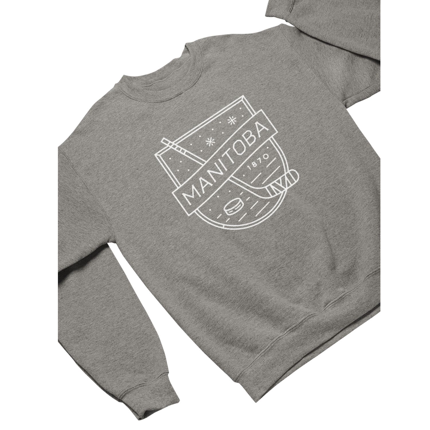 MB Hockey Crewneck | White on Athletic Grey sold by We Heart Winnipeg
