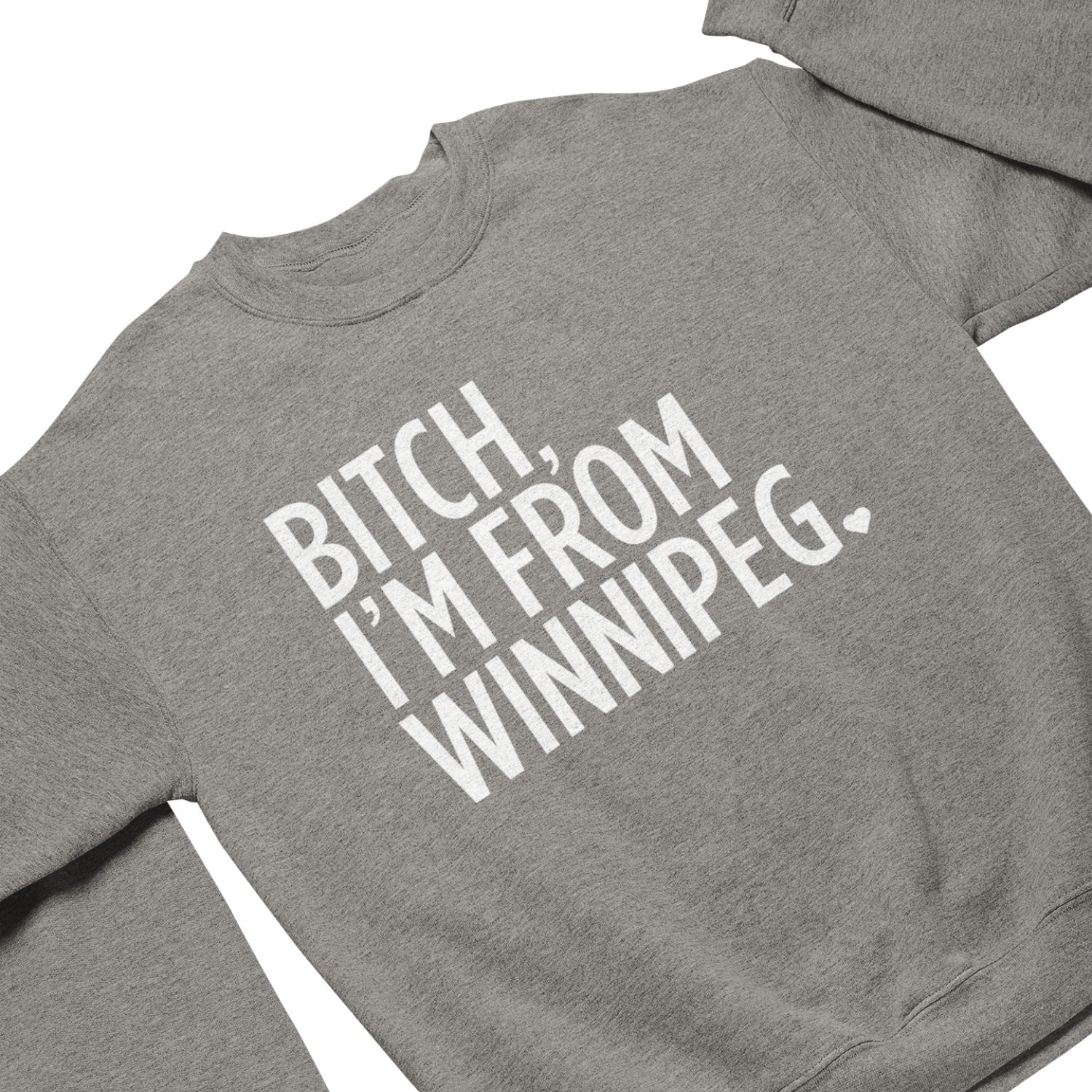 BIFW Crewneck | White on Athletic Grey sold by We Heart Winnipeg