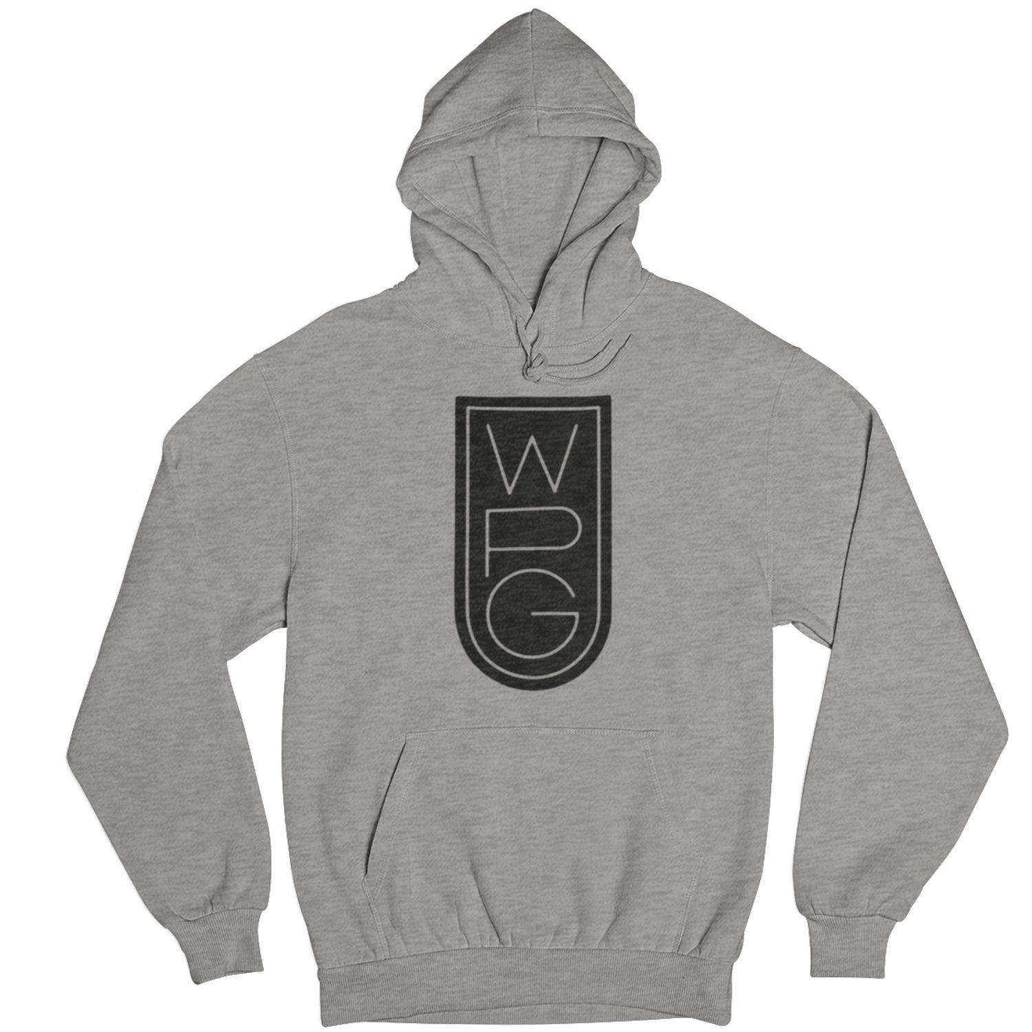 WPG Crest Hoodie | Black on Athletic Grey sold by We Heart Winnipeg