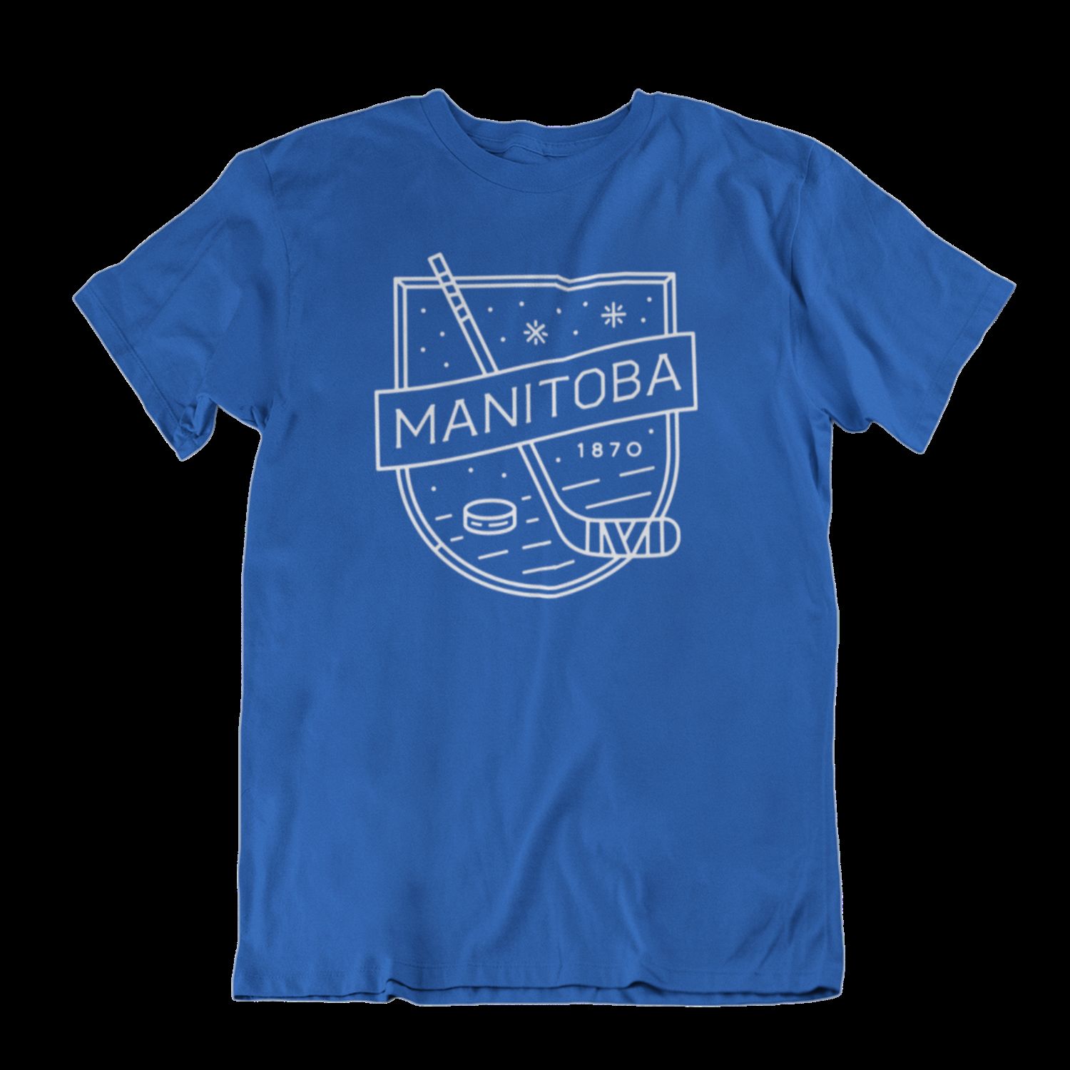 MB Hockey Tee | White on Royal sold by We Heart Winnipeg