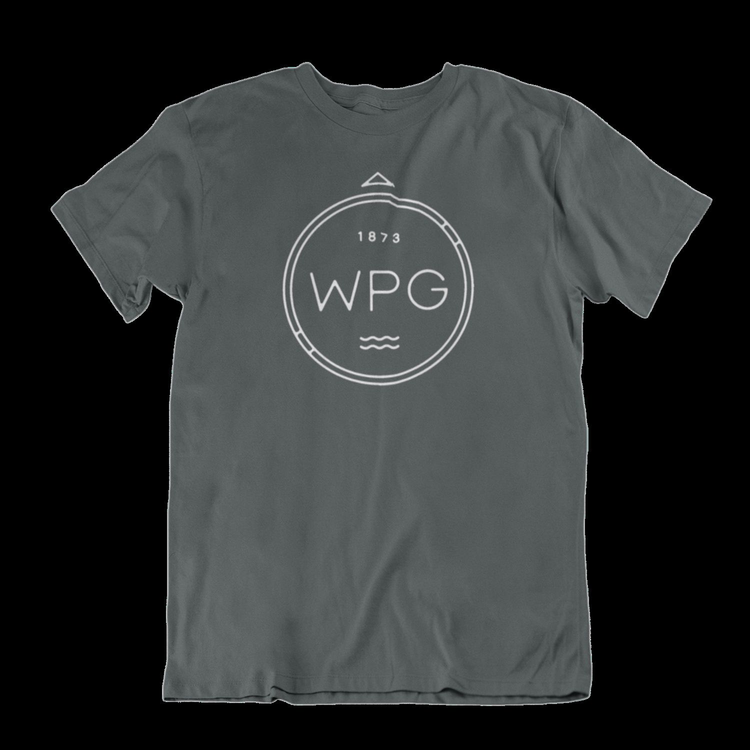 WPG Compass Tee | White on Charcoal sold by We Heart Winnipeg
