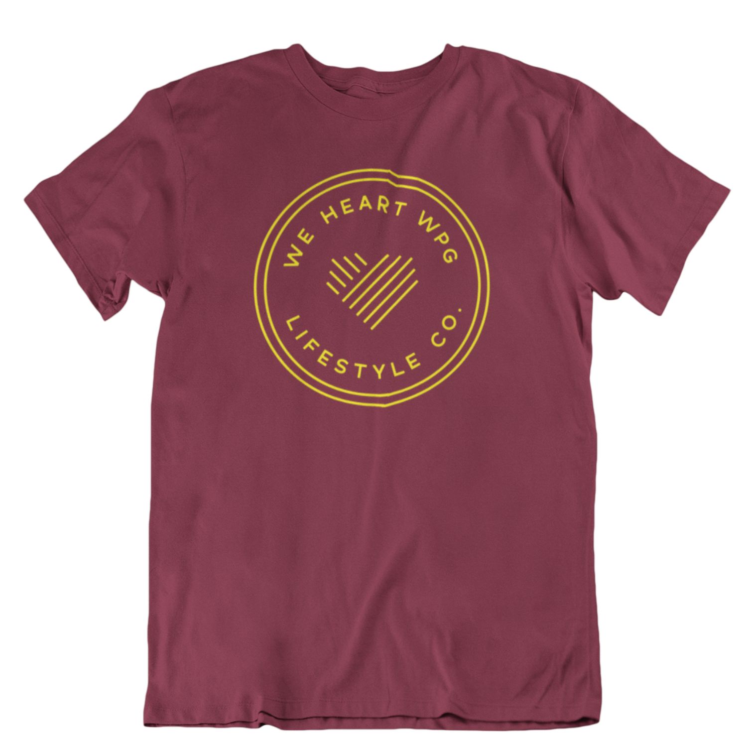 WHW Lifestyle Tee | Yellow on Cardinal sold by We Heart Winnipeg