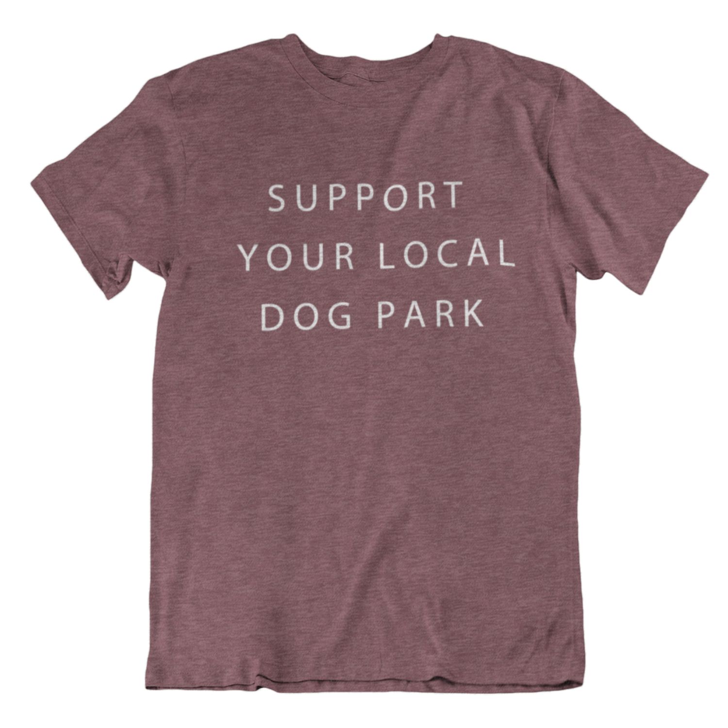 Support Your Local Dog Park Tee | Heather Maroon sold by We Heart Winnipeg