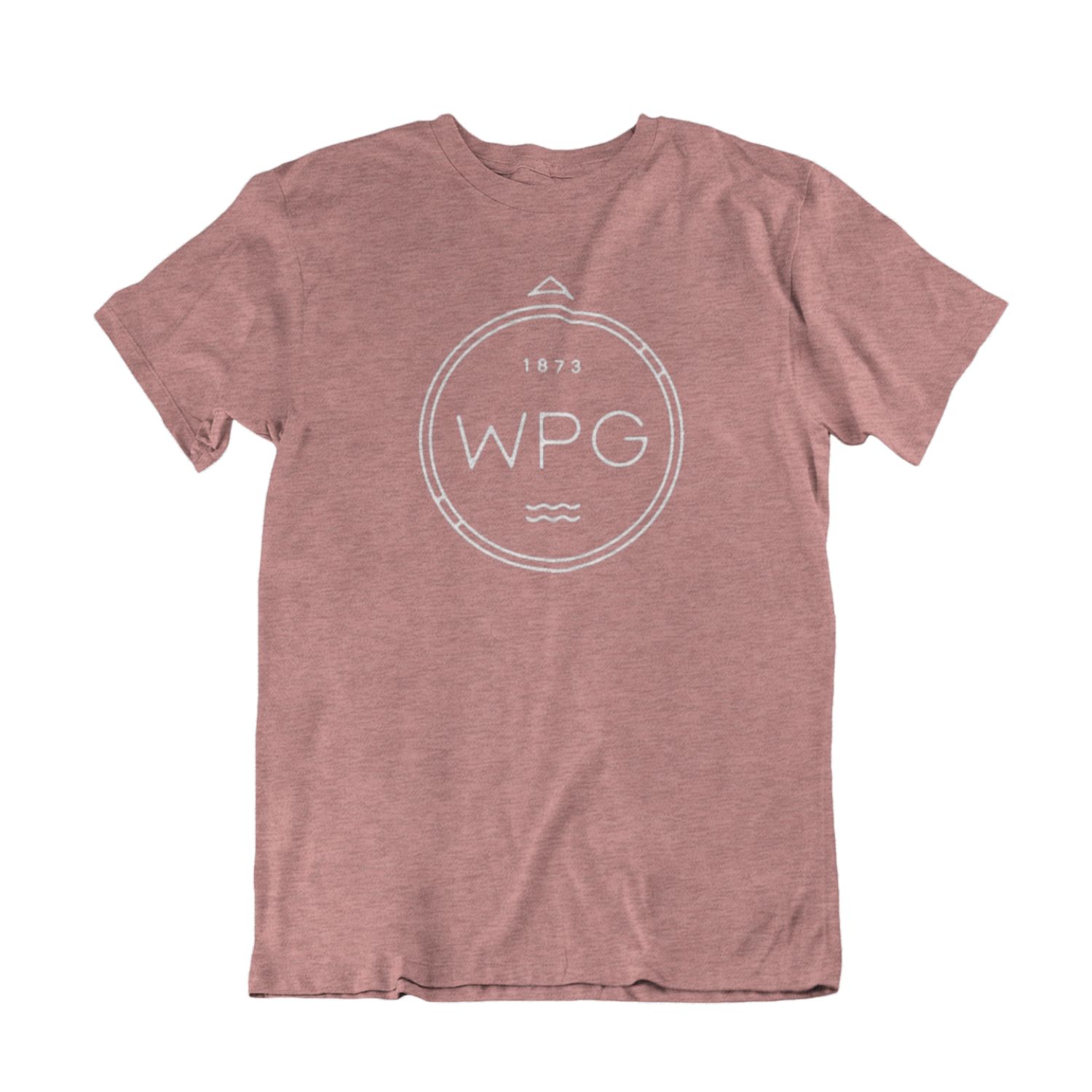 WPG Compass Tee | White on Heather Mauve sold by We Heart Winnipeg