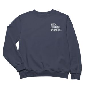 BIFW Crewneck | White on Navy sold by We Heart Winnipeg