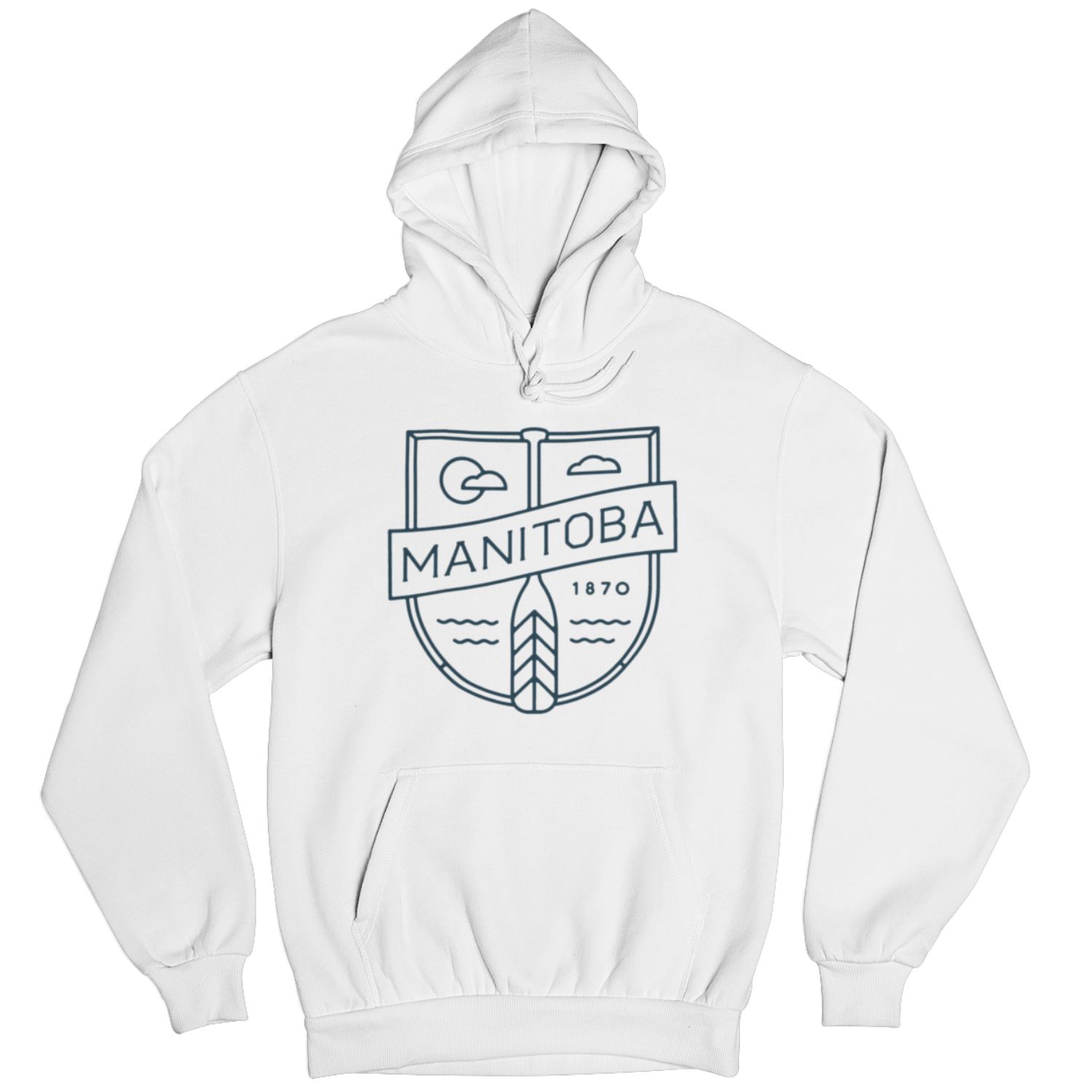 MB Cottage Hoodie | Navy on White sold by We Heart Winnipeg
