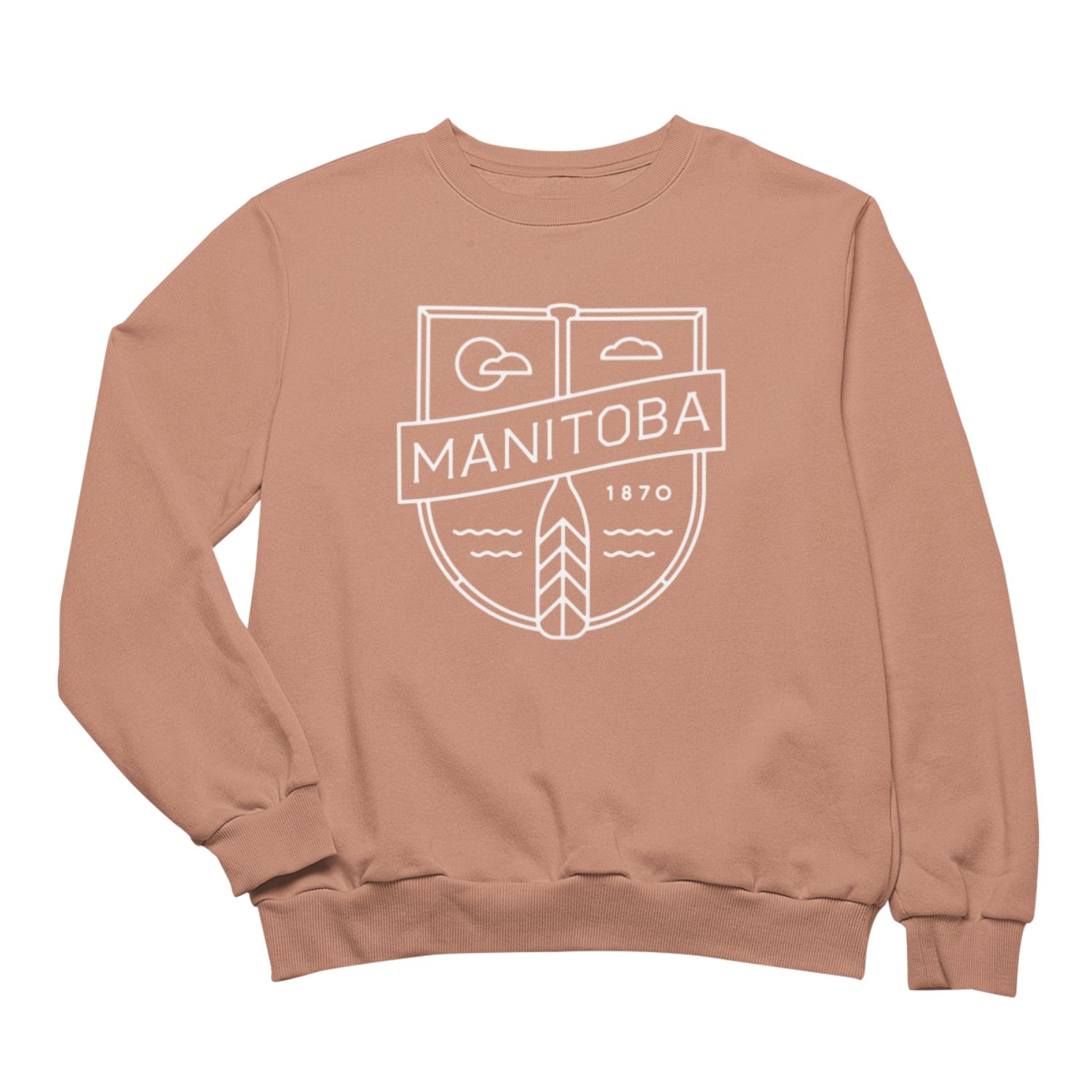 MB Cottage Crewneck | White on Dusty Rose sold by We Heart Winnipeg