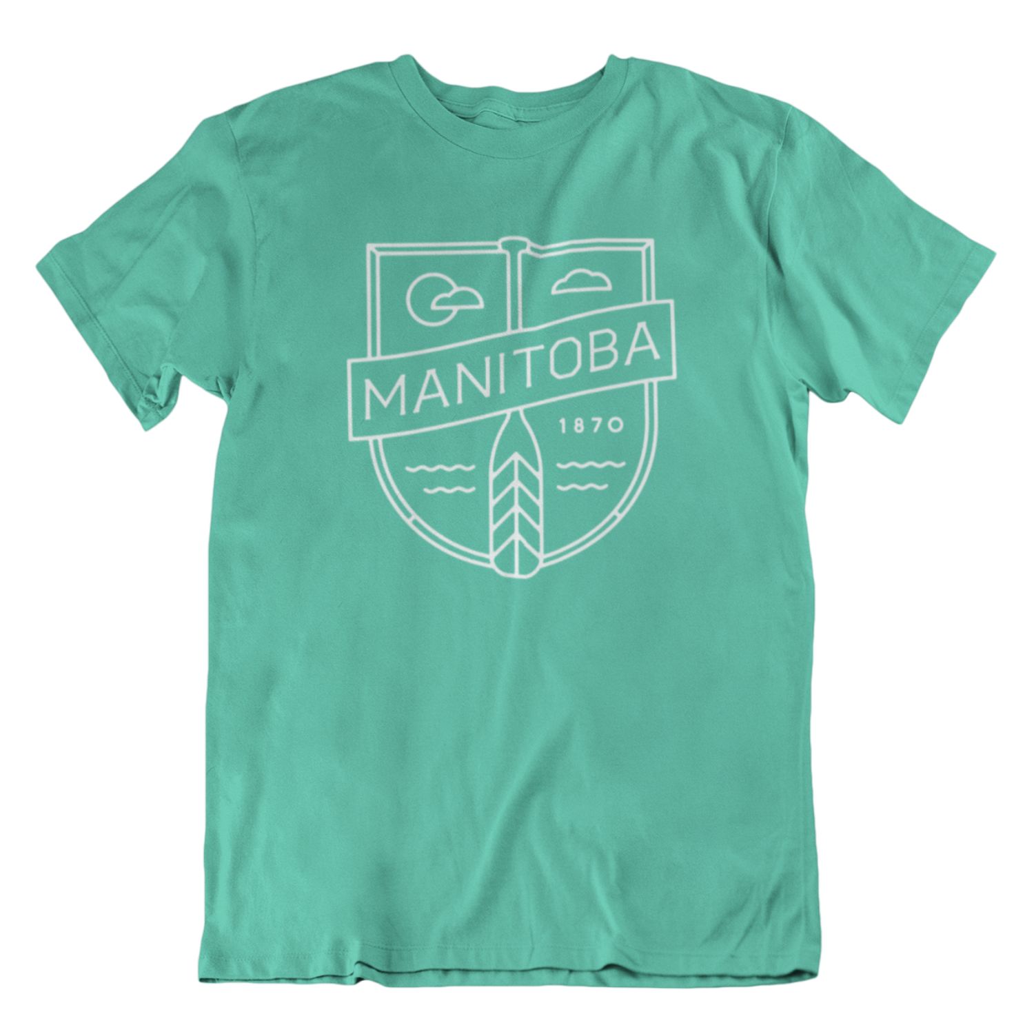 MB Cottage Tee | White on Turquoise sold by We Heart Winnipeg
