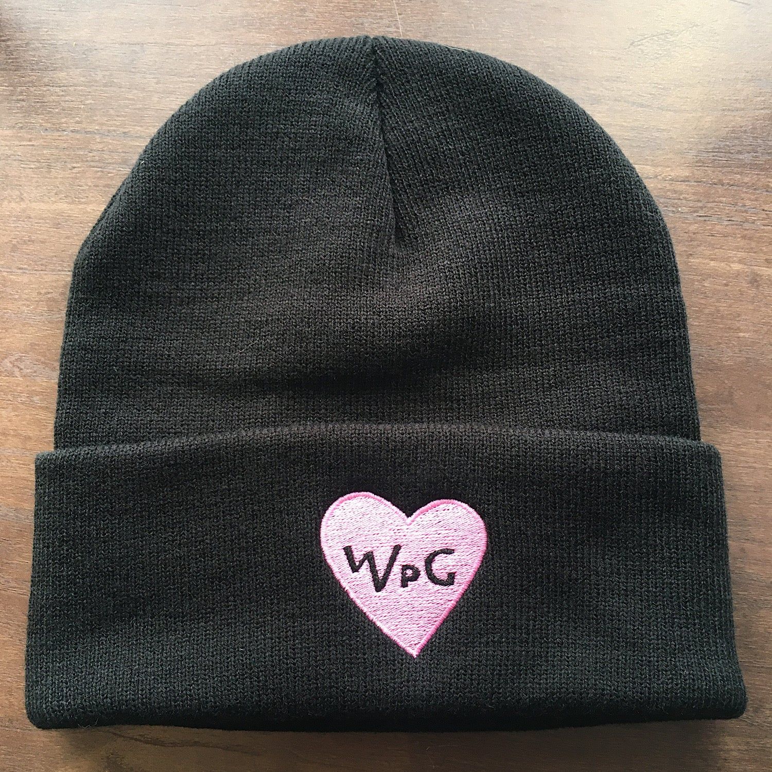 WPG Heart Toque | Light Pink on Black sold by We Heart Winnipeg
