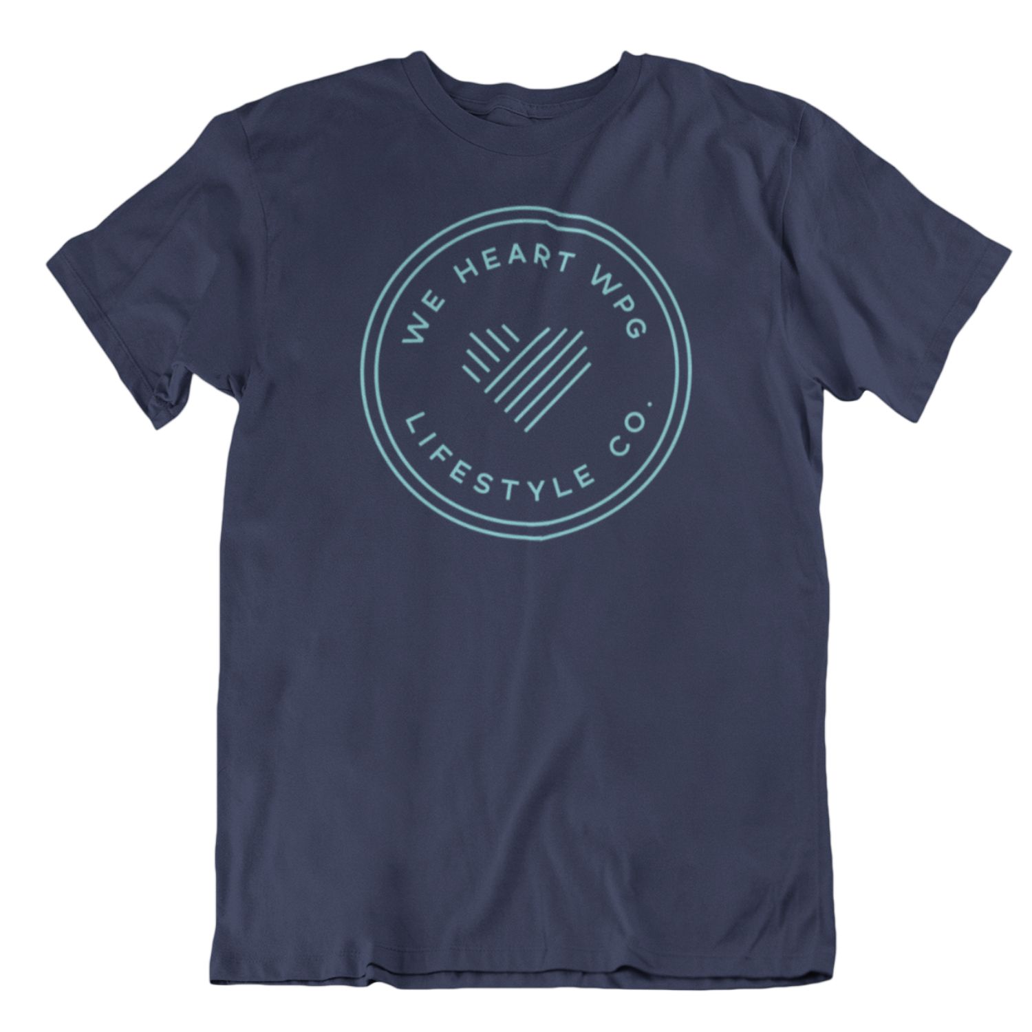 WHW Lifestyle Tee | Teal on Navy sold by We Heart Winnipeg