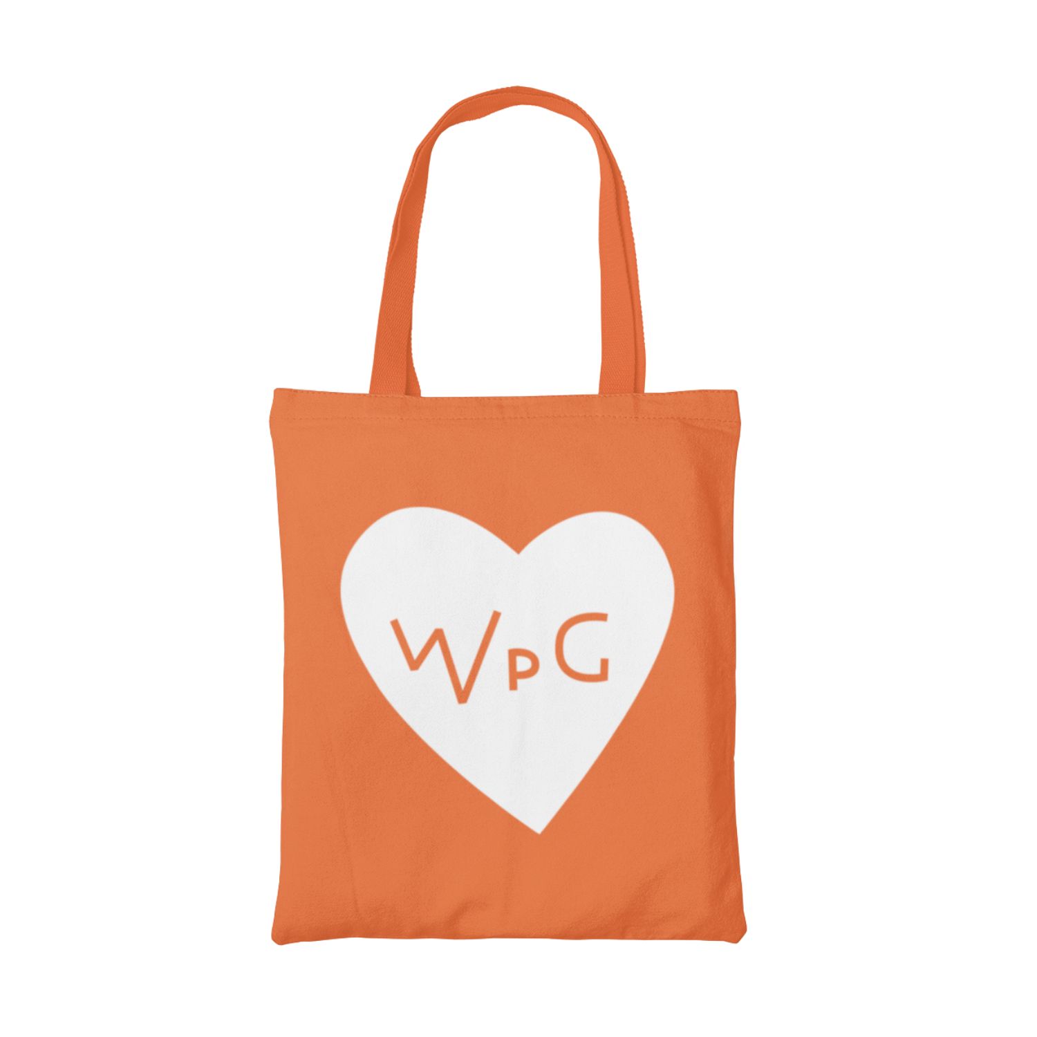 WPG Heart Tote | White on Orange sold by We Heart Winnipeg