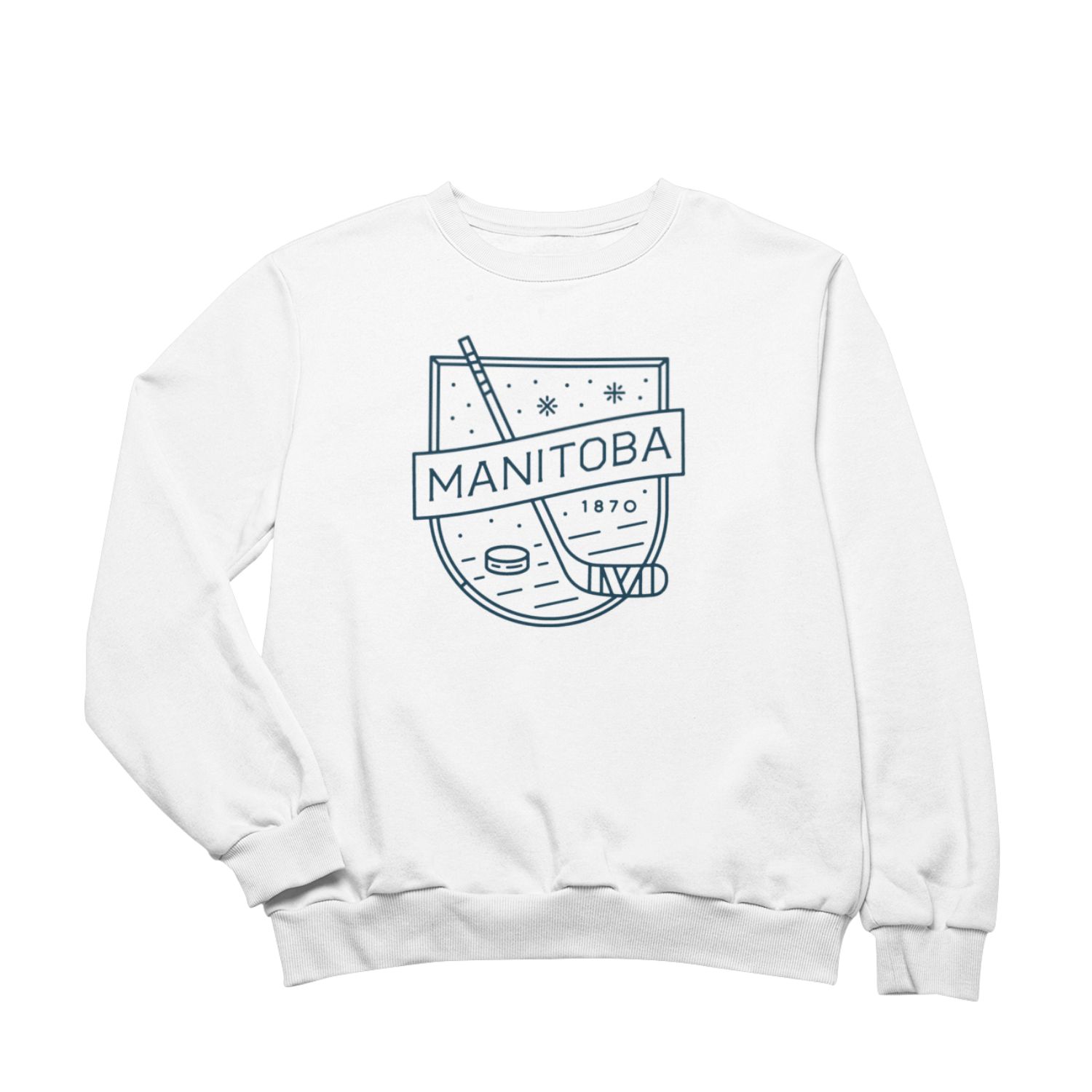 MB Hockey Crewneck | Navy on White sold by We Heart Winnipeg