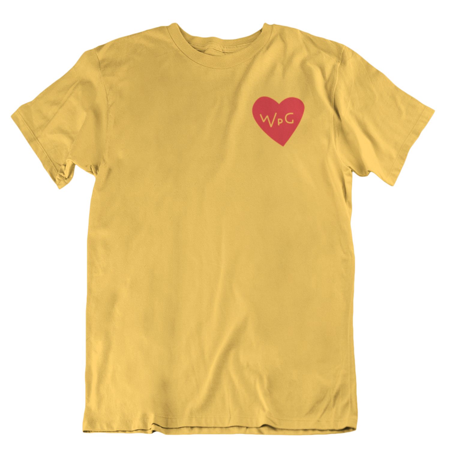 WPG Heart Tee | Red on Gold sold by We Heart Winnipeg