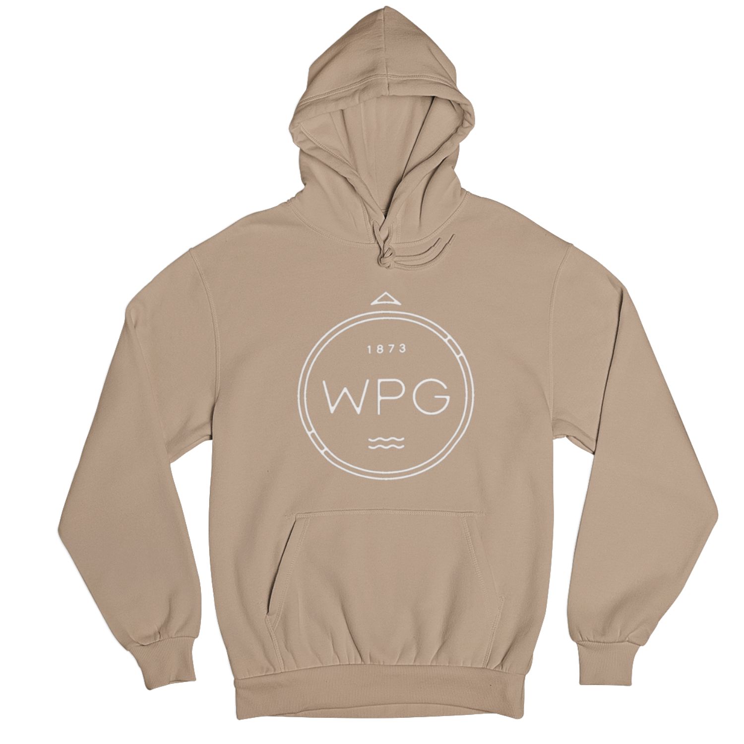 WPG Compass Hoodie | White on Sandstone sold by We Heart Winnipeg