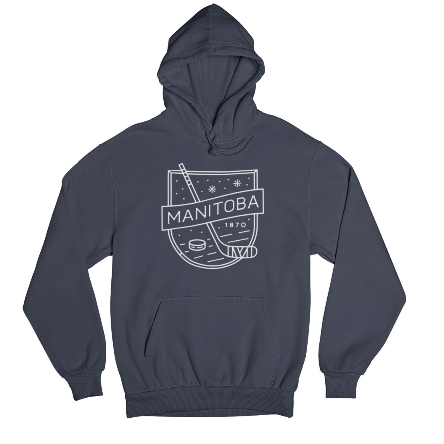 MB Hockey Hoodie | White on Navy sold by We Heart Winnipeg