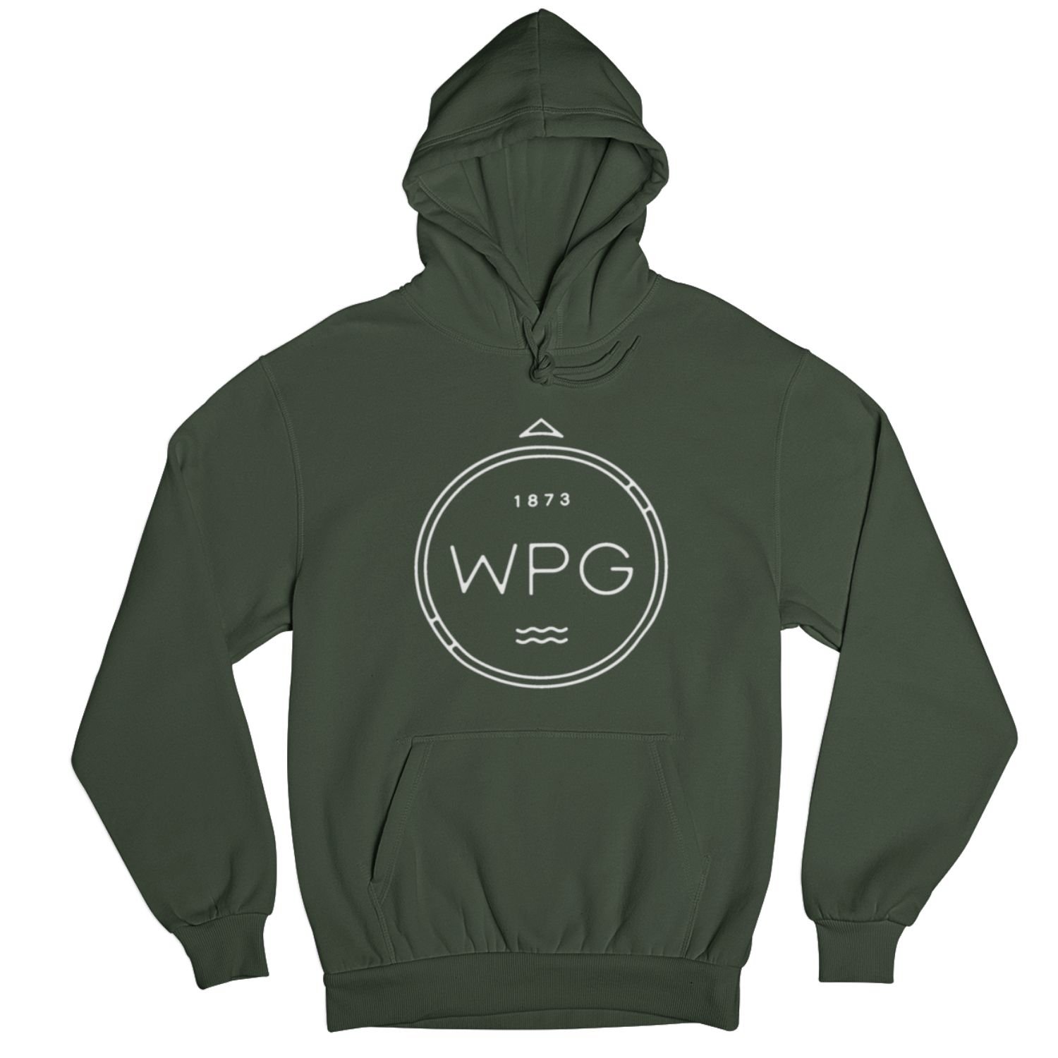 WPG Compass Hoodie | White on Forest Green sold by We Heart Winnipeg