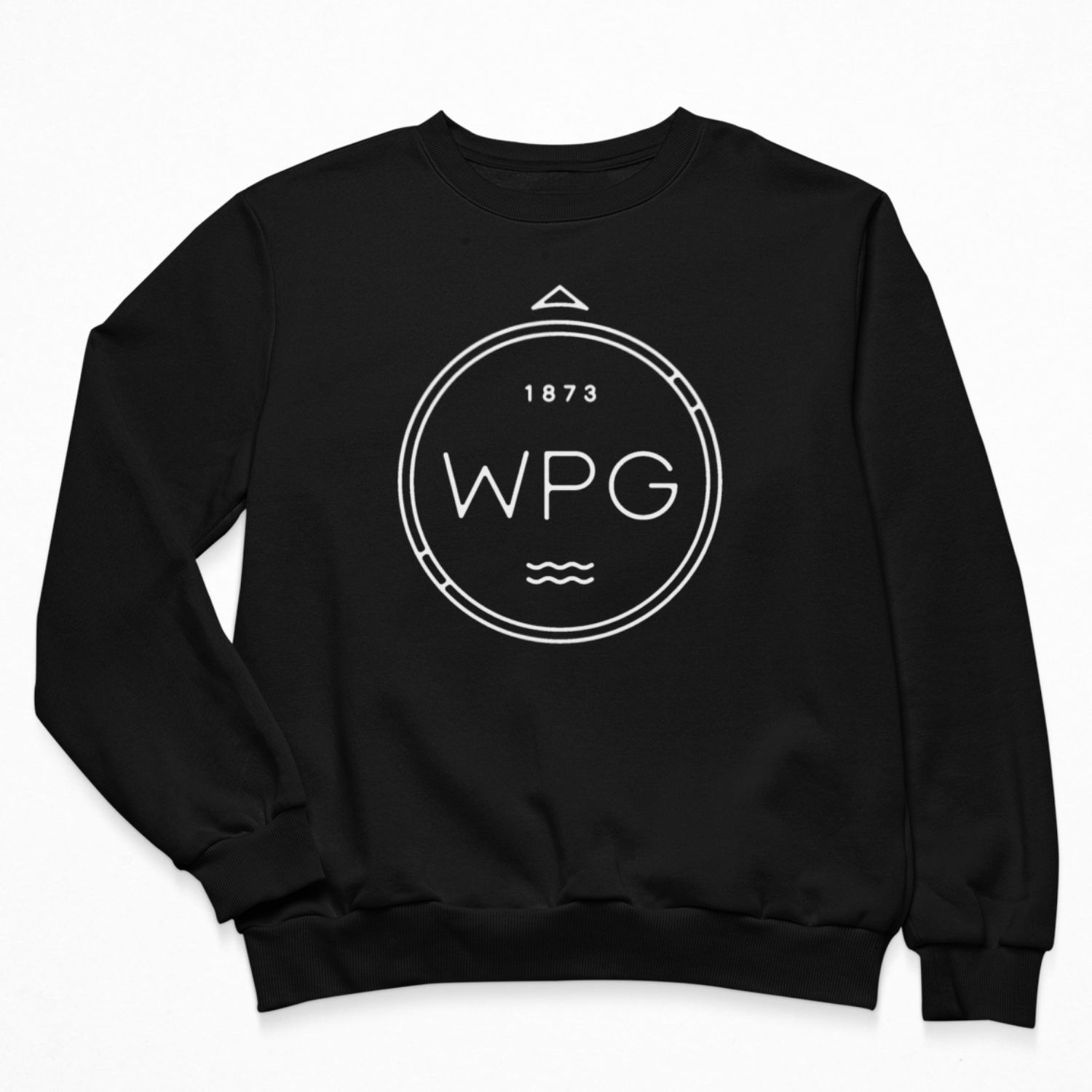 WPG Compass Crewneck | White on Black sold by We Heart Winnipeg