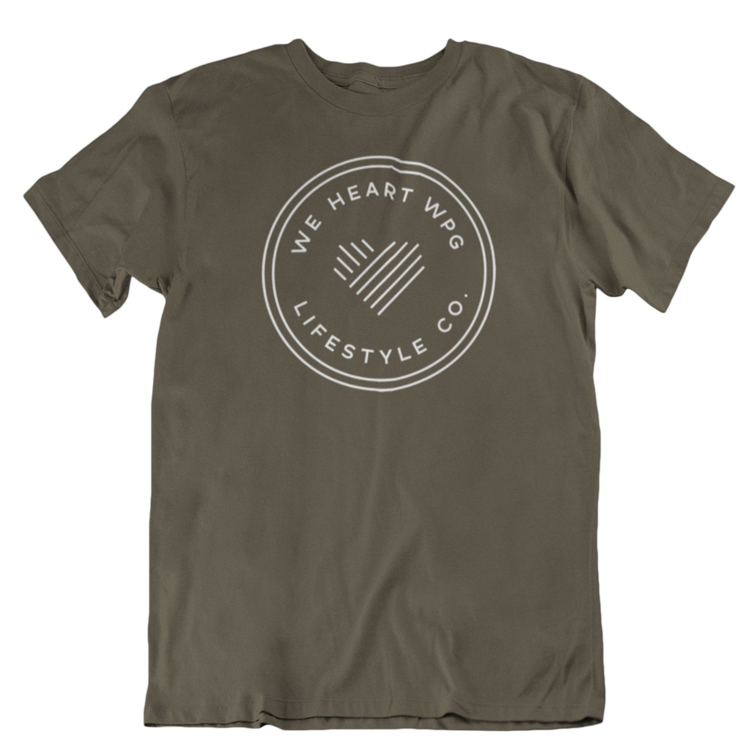 WHW Lifestyle Tee | White on Military Green sold by We Heart Winnipeg