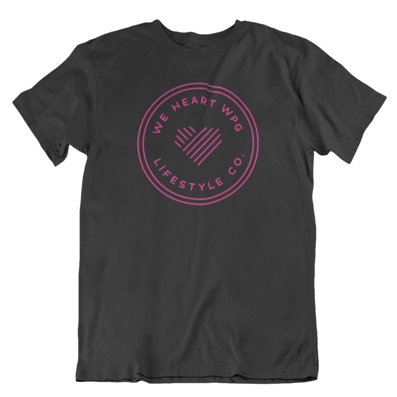 WHW Lifestyle Tee | Pink on Black sold by We Heart Winnipeg