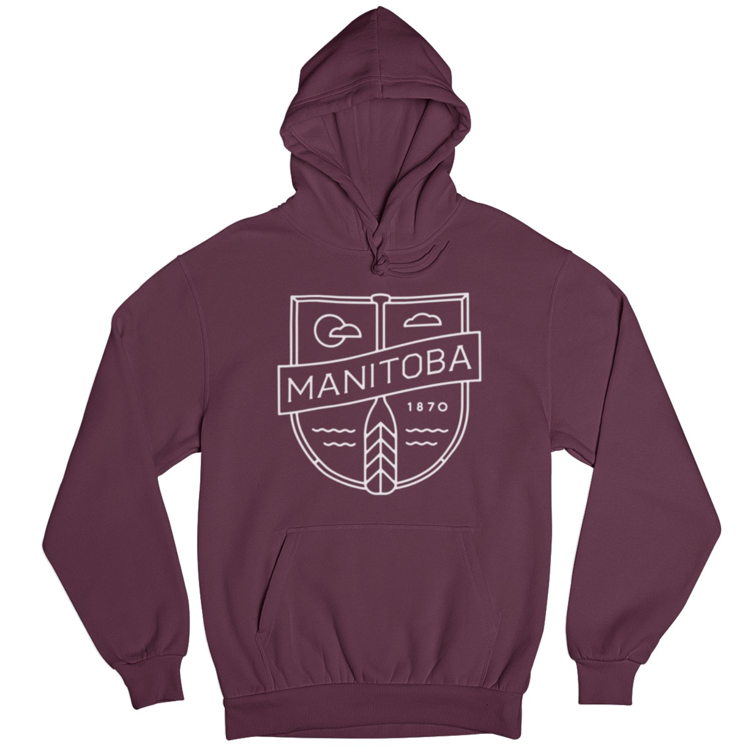 MB Cottage Hoodie | White on Maroon sold by We Heart Winnipeg