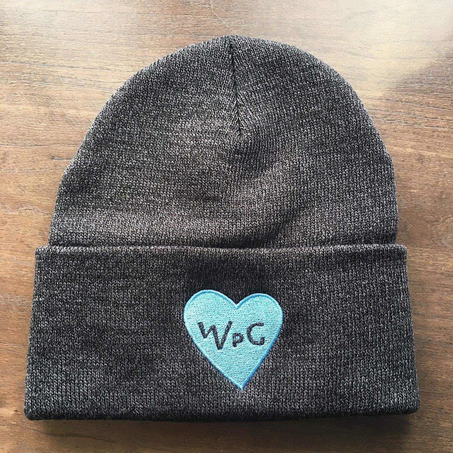 WPG Heart Toque | Powder Blue on Charcoal sold by We Heart Winnipeg