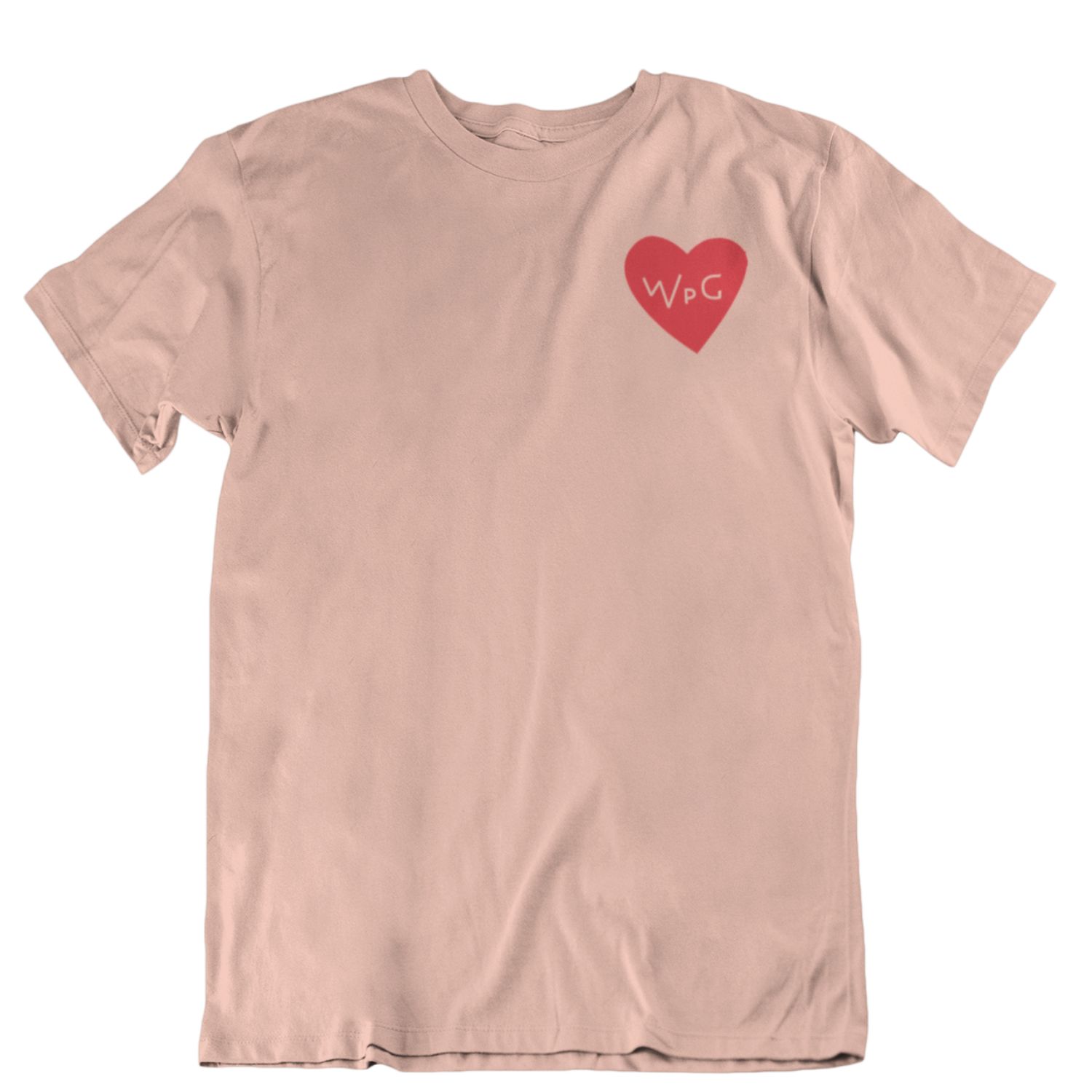WPG Heart Tee | Red on Peach sold by We Heart Winnipeg