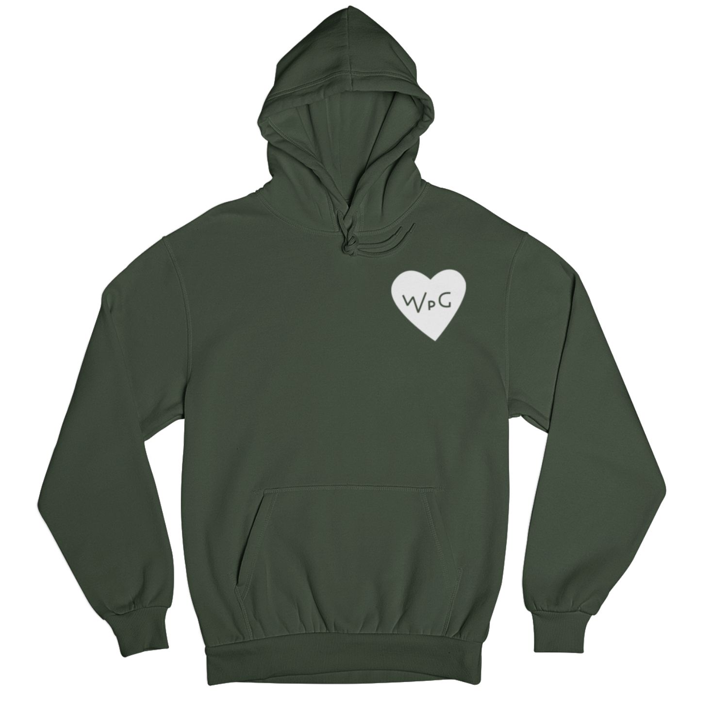 WPG Heart Hoodie | White on Forest sold by We Heart Winnipeg