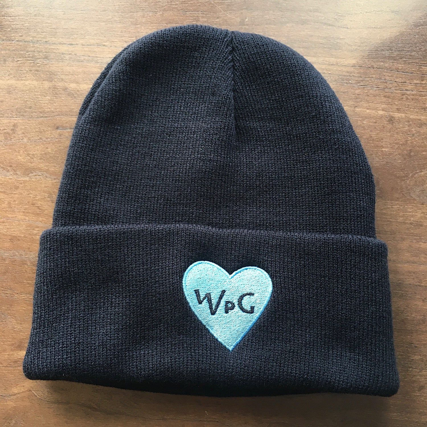 WPG Heart Toque | Powder Blue on Navy sold by We Heart Winnipeg