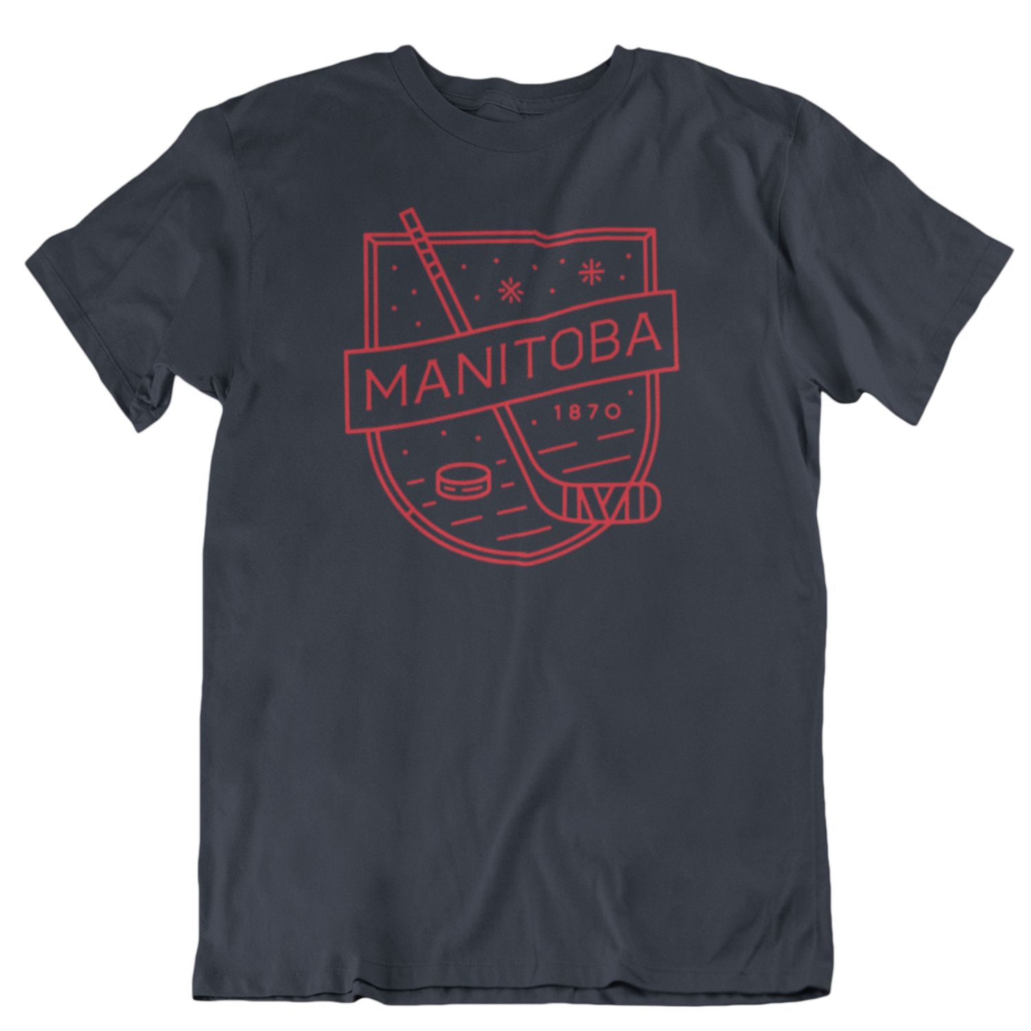MB Hockey Tee | Red on Navy sold by We Heart Winnipeg