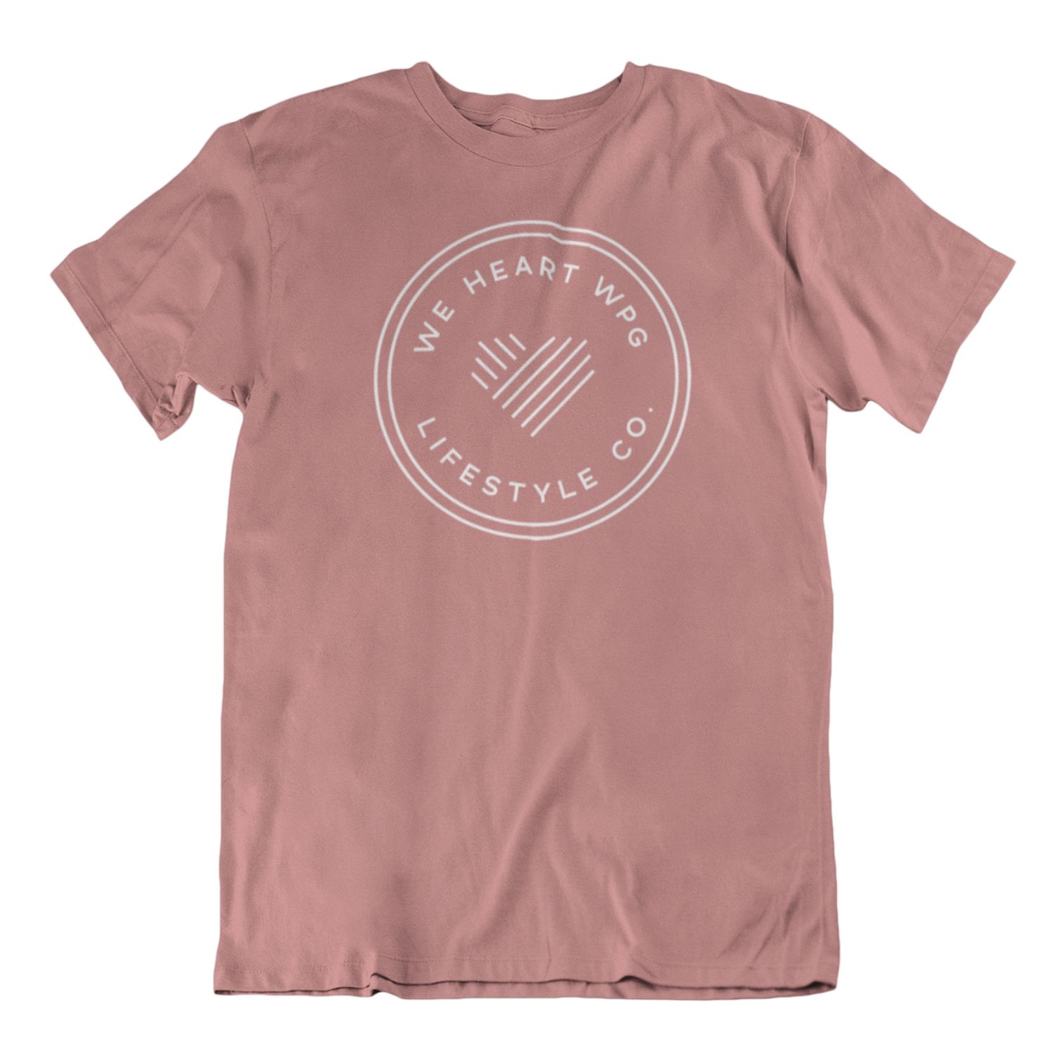 WHW Lifestyle Tee | White on Mauve sold by We Heart Winnipeg